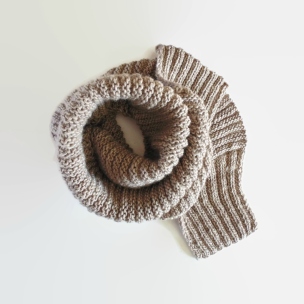 Sweater Scarf Knit in Chunky Ecru Wool Made By Branda